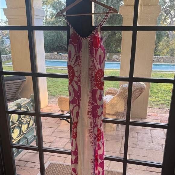 Farm Rio Vibrant Pink and White Maxi Romper